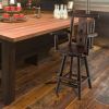 29 Inch Wooden Swivel Bar Stool with Footrest Backrest Armrest-Brown
