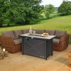 42 Inch 60000 BTU Propane Fire Pit Table with Ceramic Tabletop - Color: Black