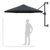Wall-Mounted Parasol with Metal Pole 118.1" Anthracite
