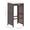 7 Piece Patio Bar Set with Cushions Poly Rattan Brown