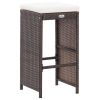 7 Piece Patio Bar Set with Cushions Poly Rattan Brown