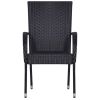 9 Piece Patio Dining Set Poly Rattan Black