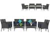 4 Pieces Patio Rattan Cushioned Sofa Set with Tempered Glass Coffee Table